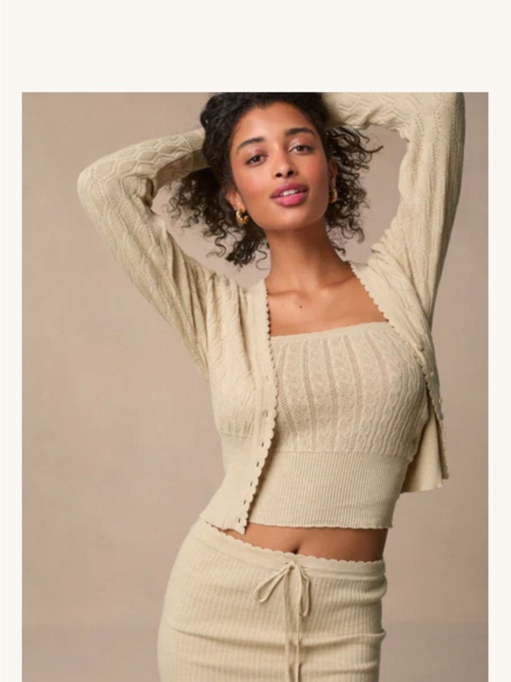 Rouje Beige Knit Bustier Top
